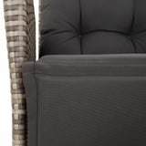 vidaXL 3-delige Tuinset met kussens poly rattan grijs