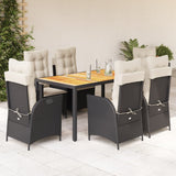 vidaXL 3-delige Tuinset met kussens poly rattan zwart
