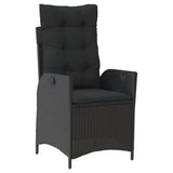 vidaXL 3-delige Tuinset met kussens poly rattan zwart