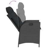 vidaXL 3-delige Tuinset met kussens poly rattan zwart