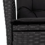 vidaXL 3-delige Tuinset met kussens poly rattan zwart
