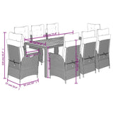 vidaXL 3-delige Tuinset met kussens poly rattan zwart
