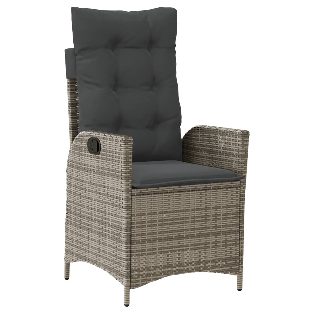 vidaXL 3-Piece Garden Lounge Set with Cushions Poly Rattan Grey