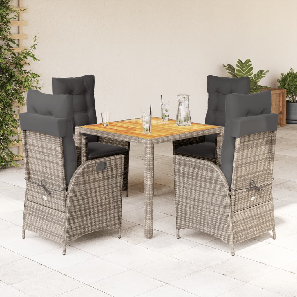 vidaXL 3-Piece Garden Lounge Set with Cushions Poly Rattan Grey
