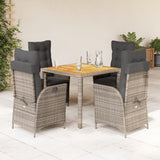vidaXL 3-Piece Garden Lounge Set with Cushions Poly Rattan Grey