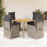 vidaXL 3-Piece Garden Lounge Set with Cushions Poly Rattan Grey