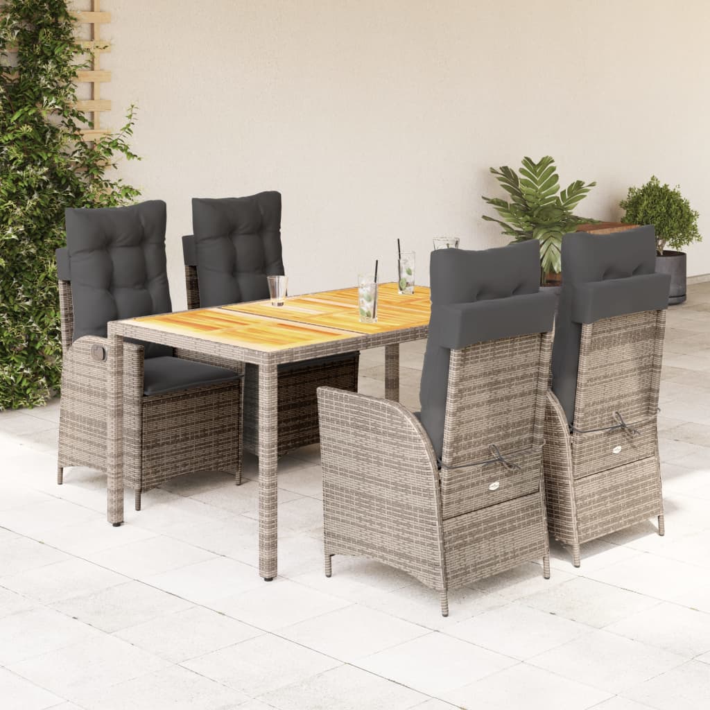vidaXL 3-Piece Garden Lounge Set with Cushions Poly Rattan Grey