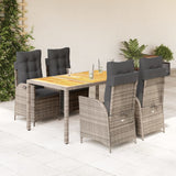 vidaXL 3-Piece Garden Lounge Set with Cushions Poly Rattan Grey