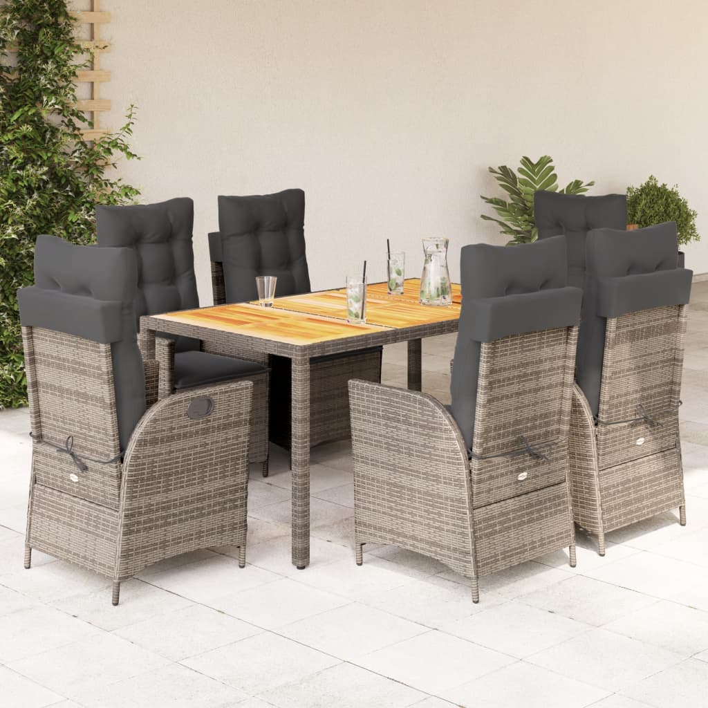 vidaXL 3-Piece Garden Lounge Set with Cushions Poly Rattan Grey