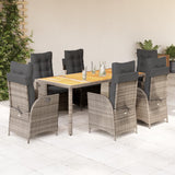 vidaXL 3-Piece Garden Lounge Set with Cushions Poly Rattan Grey