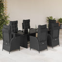 vidaXL 7-delige Tuinset met kussens poly rattan zwart