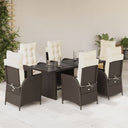 vidaXL 7-delige Tuinset met kussens poly rattan zwart