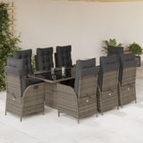vidaXL 7-delige Tuinset met kussens poly rattan zwart