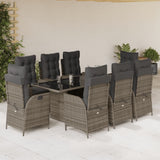 vidaXL 7-delige Tuinset met kussens poly rattan zwart
