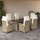 vidaXL 7-delige Tuinset met kussens poly rattan zwart