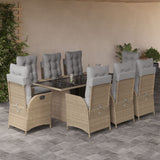 vidaXL 7-delige Tuinset met kussens poly rattan zwart
