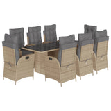 vidaXL 7-delige Tuinset met kussens poly rattan zwart