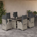 vidaXL 7-delige Tuinset met kussens poly rattan zwart