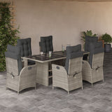 vidaXL 7-delige Tuinset met kussens poly rattan zwart
