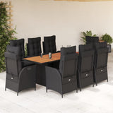 vidaXL 7-delige Tuinset met kussens poly rattan zwart