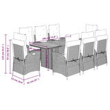 vidaXL 7-delige Tuinset met kussens poly rattan zwart