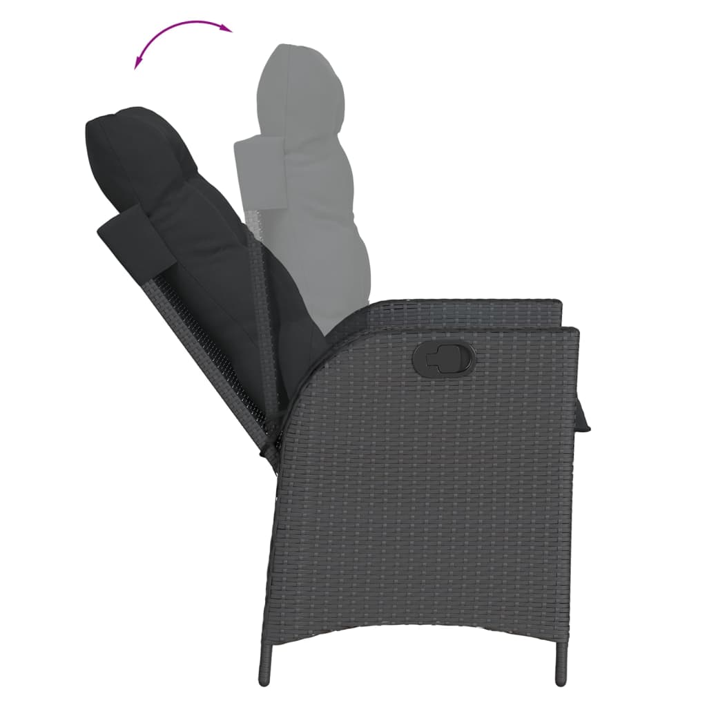 vidaXL 7-delige Tuinset met kussens poly rattan zwart