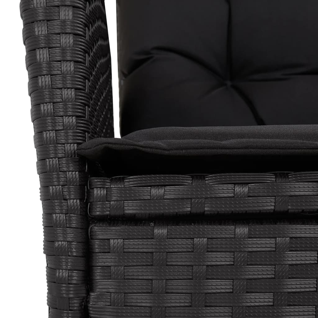 vidaXL 7-delige Tuinset met kussens poly rattan zwart