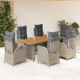 vidaXL 7-delige Tuinset met kussens poly rattan zwart
