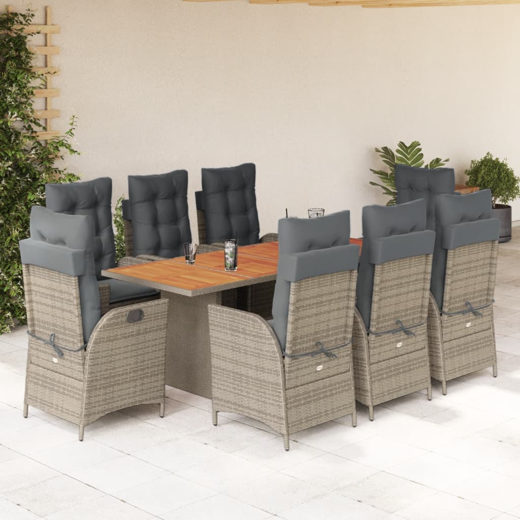 vidaXL 7-delige Tuinset met kussens poly rattan zwart