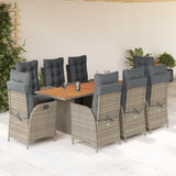 vidaXL 7-delige Tuinset met kussens poly rattan zwart