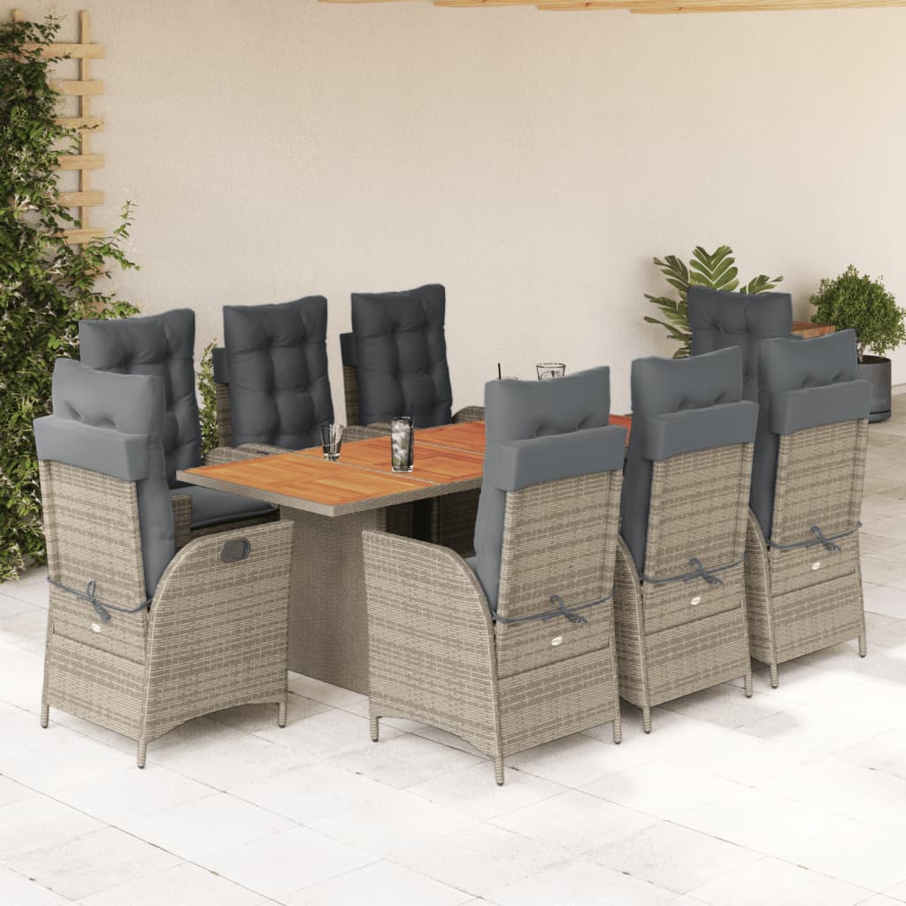 vidaXL 7-delige Tuinset met kussens poly rattan zwart
