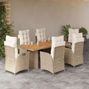 vidaXL 7-delige Tuinset met kussens poly rattan zwart