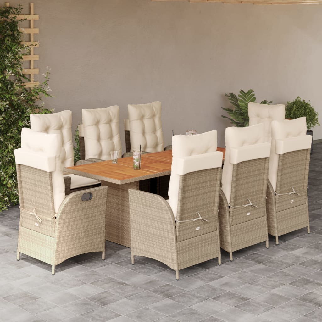 vidaXL 7-delige Tuinset met kussens poly rattan zwart