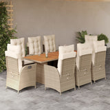 vidaXL 7-delige Tuinset met kussens poly rattan zwart