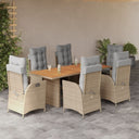 vidaXL 7-delige Tuinset met kussens poly rattan zwart