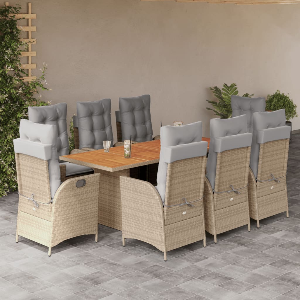 vidaXL 7-delige Tuinset met kussens poly rattan zwart