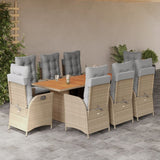 vidaXL 7-delige Tuinset met kussens poly rattan zwart