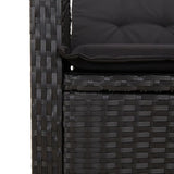 vidaXL 3-delige Tuinset met kussens poly rattan zwart