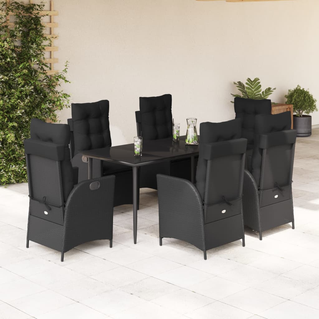 vidaXL 3-delige Tuinset met kussens poly rattan zwart