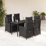 vidaXL 3-delige Tuinset met kussens poly rattan zwart