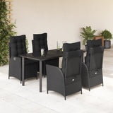 vidaXL 3-delige Tuinset met kussens poly rattan zwart