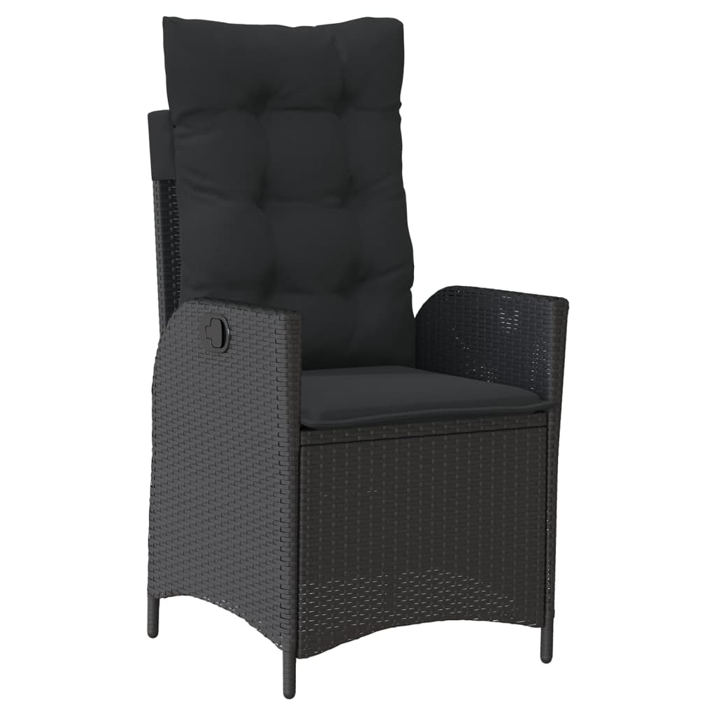 vidaXL 3-delige Tuinset met kussens poly rattan zwart