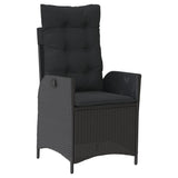 vidaXL 3-delige Tuinset met kussens poly rattan zwart