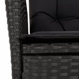vidaXL 3-delige Tuinset met kussens poly rattan zwart