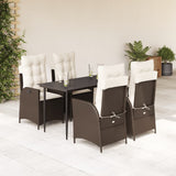 vidaXL 3-Piece Garden Lounge Set with Cushions Poly Rattan Brown