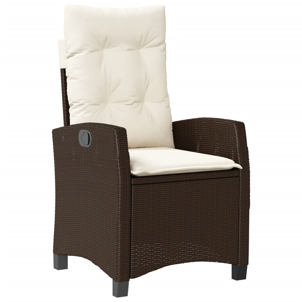 vidaXL 3-Piece Garden Lounge Set with Cushions Poly Rattan Brown