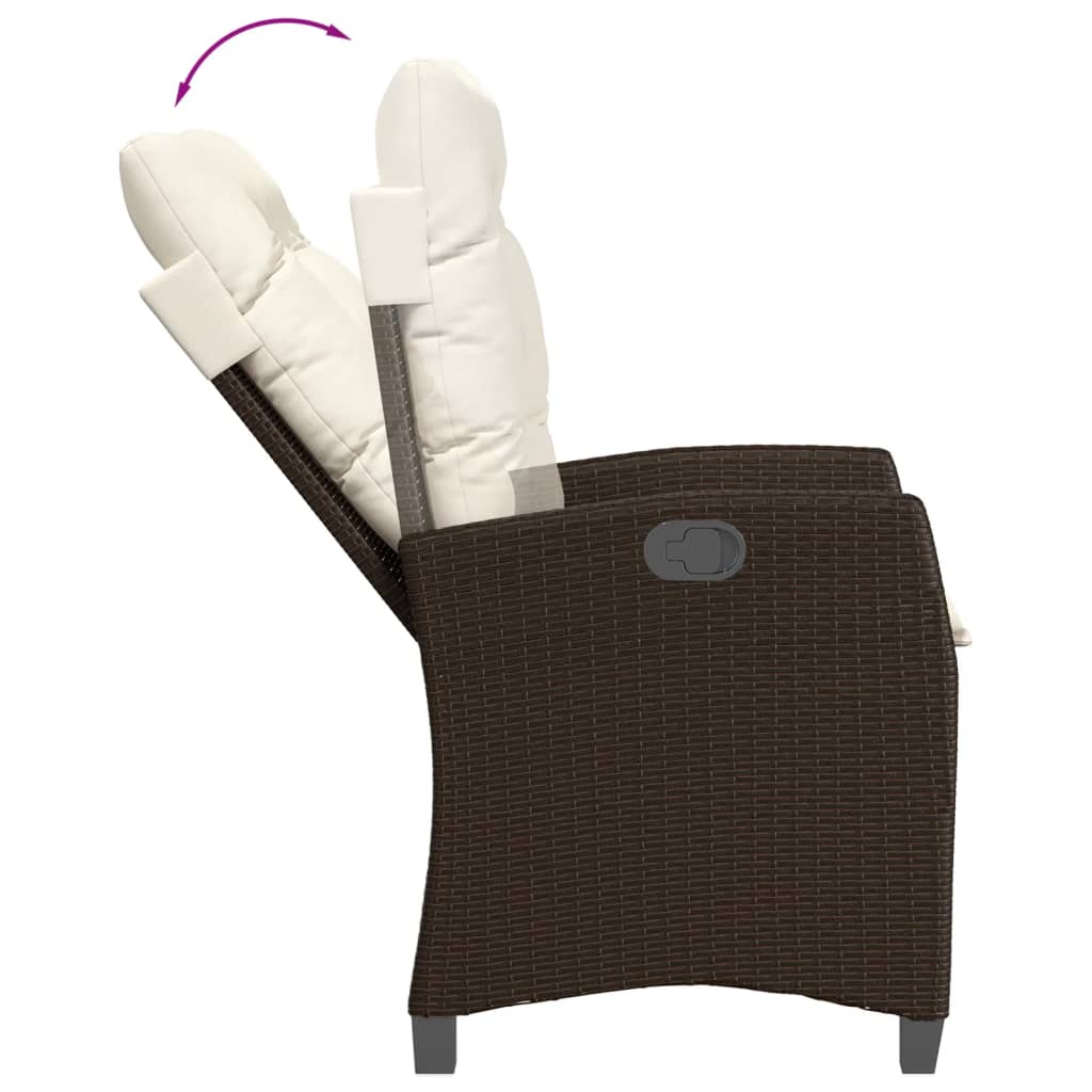 vidaXL 3-Piece Garden Lounge Set with Cushions Poly Rattan Brown