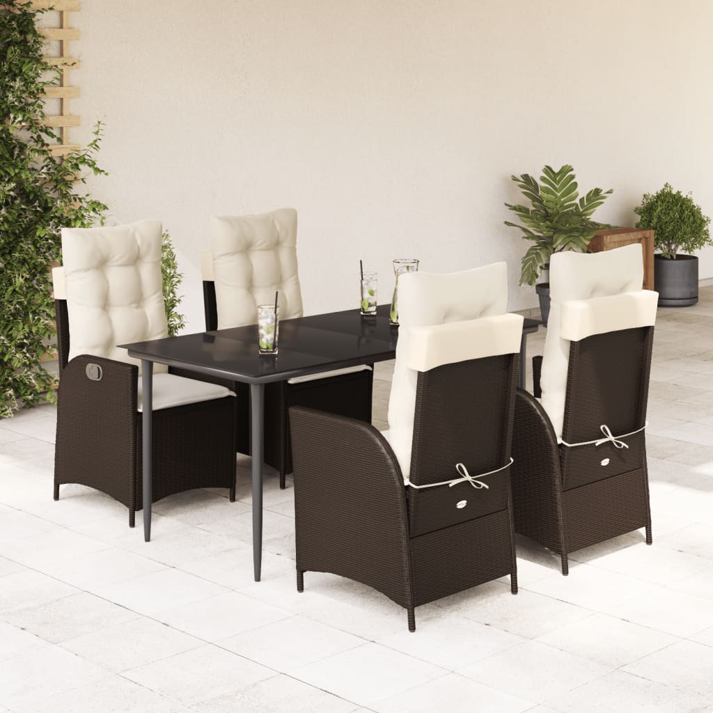 vidaXL 3-Piece Garden Lounge Set with Cushions Poly Rattan Brown