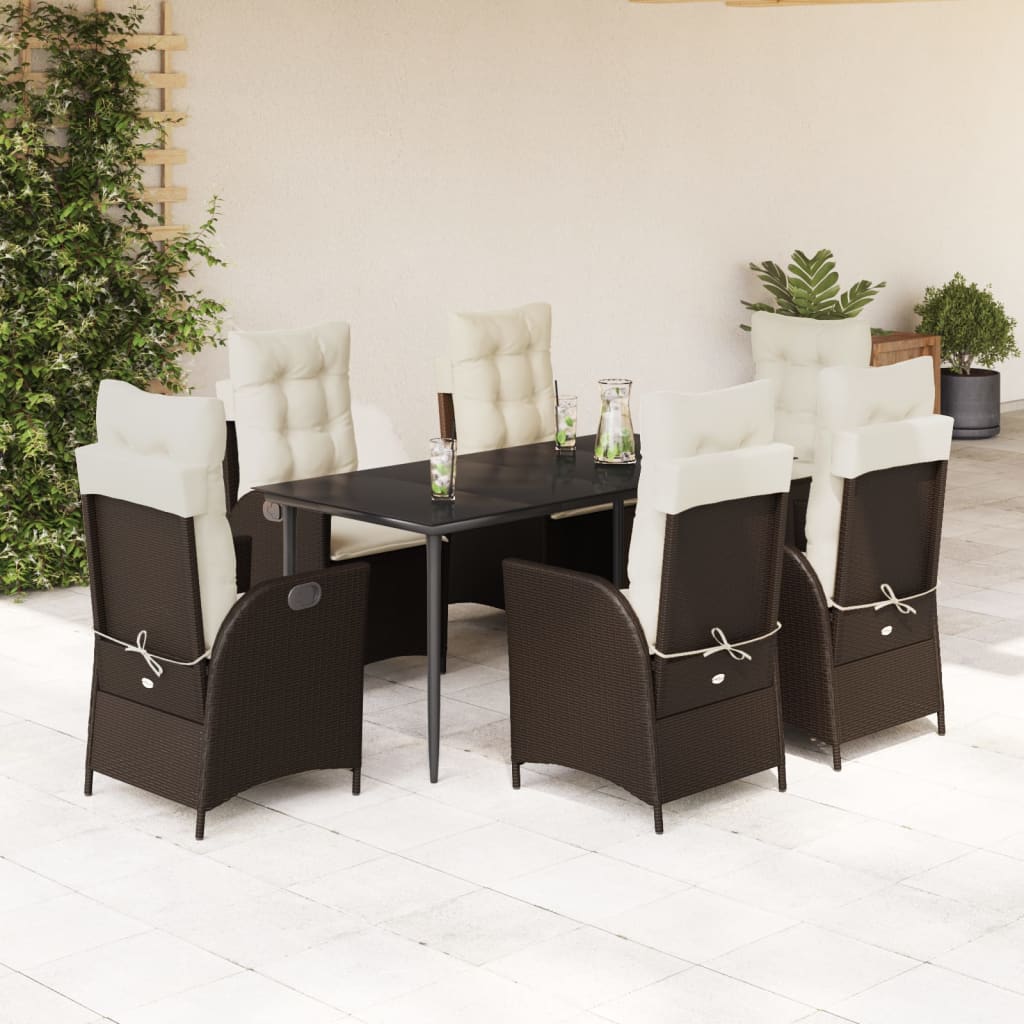 vidaXL 3-Piece Garden Lounge Set with Cushions Poly Rattan Brown