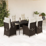 vidaXL 3-Piece Garden Lounge Set with Cushions Poly Rattan Brown